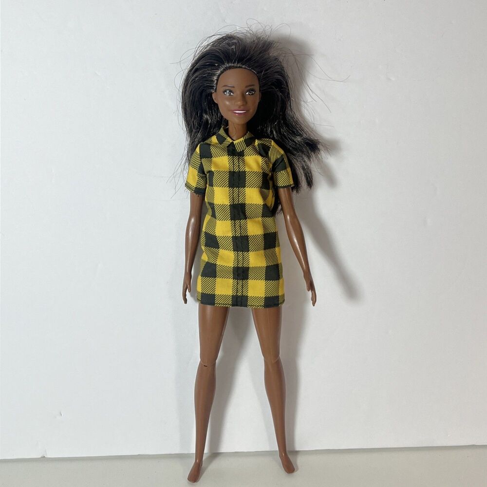 Barbie Fashionistas Doll  Black, Barbie Yellow Checkered Dress